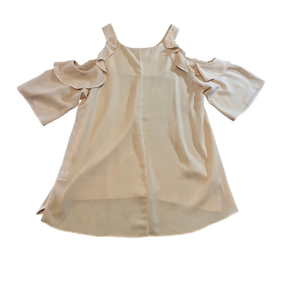 Umgee Cold Shoulder Blouse with Ruffles Bisque Size Medium - Picture 4 of 8